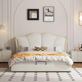 奶油风床m新款 y122包米床加厚床头卧室简约1.8榻榻双人 尚时软CB