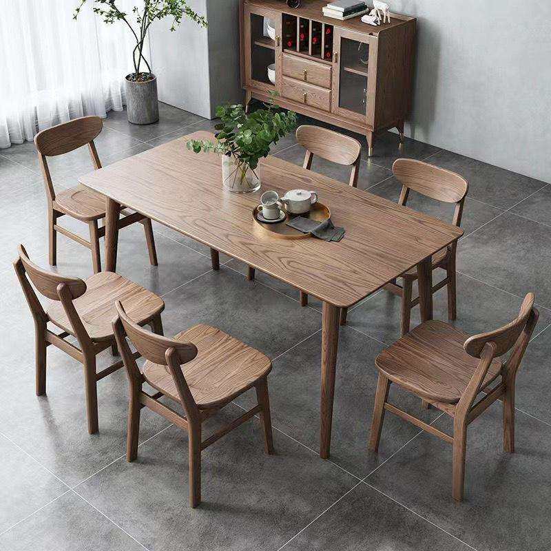 白蜡木北欧全实木餐桌现代小户型家用长方形日式饭桌橡木桌椅组合