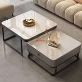 茶几客厅家用奢现轻代方形组合款 板玻璃小岩户型网红电视柜FCC简