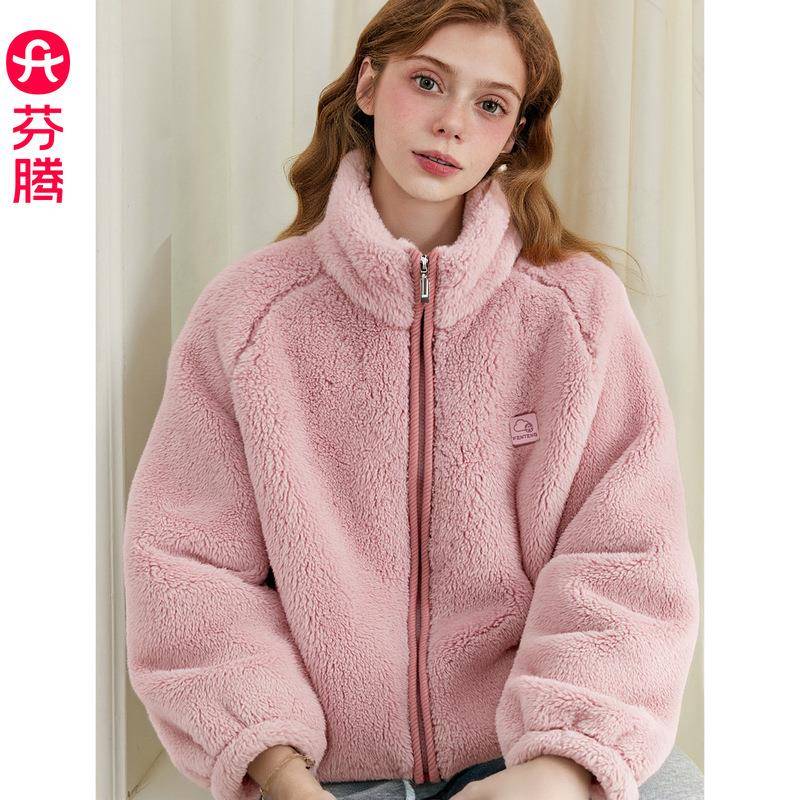 芬腾【蓬松奶芙绒】珊瑚绒情侣睡衣秋冬季抗静电单件上衣加绒加厚