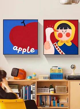 网红爆款多巴胺餐厅装饰画趣味儿童房卧室挂画卡通客厅组合壁画