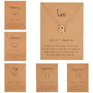 Zodiac women necklace alloy gold silver gift couple girls