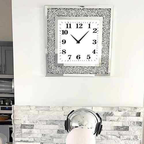 简约镜面钻石挂钟现代客厅壁挂墙体艺术家用碎钻钟表热卖