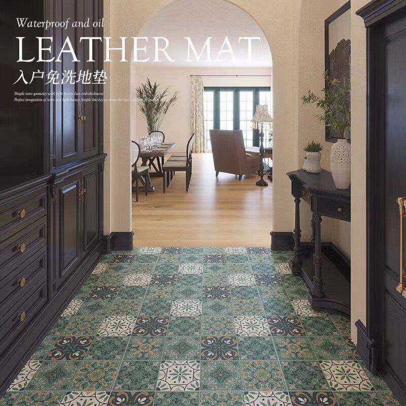新款可擦免洗皮革地垫厨房防水防油防滑脚垫入户门玄关地毯可裁剪