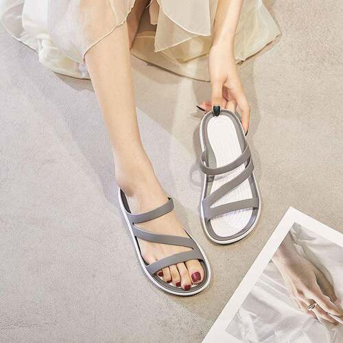 夏款夏季新款软底外穿凉拖鞋女果冻鞋坡跟沙滩洞洞鞋百搭塑0507d