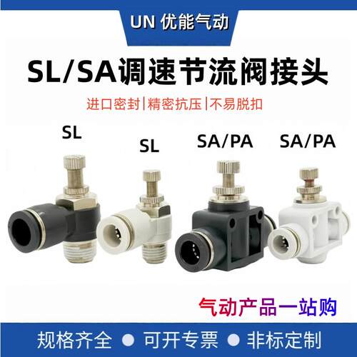 SL节流阀SA调速阀LSA4快速接头PA6SL802调节气阀可调管道气管接头