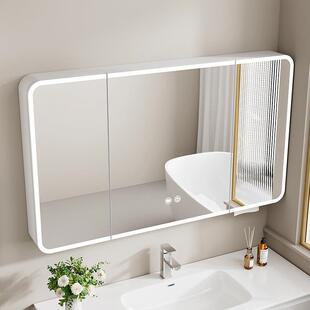 加太铝圆卫弧智空能镜柜生间高镜148挂墙式 镜箱灯带置物架美妆镜