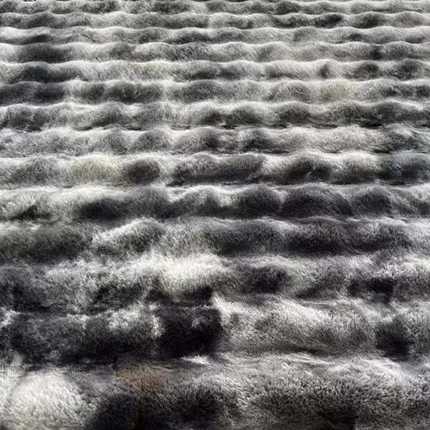 高档泡泡绒兔毛印花扎染枕服装面料批发提毛绒抱沙发绒布料起泡