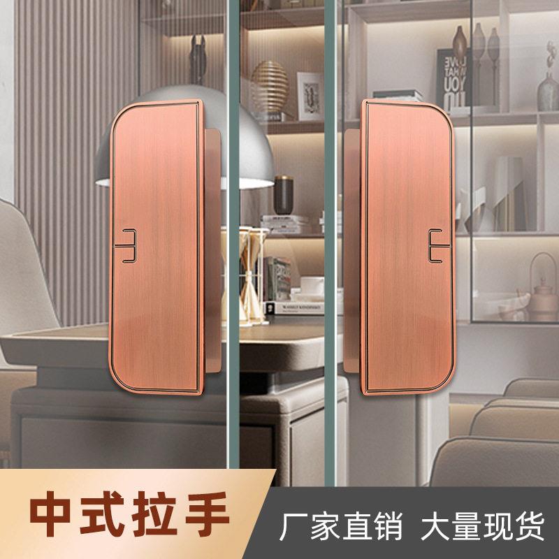源头拉手厂家新中式商场门把手现简约铝合金雕刻玻璃大门拉手