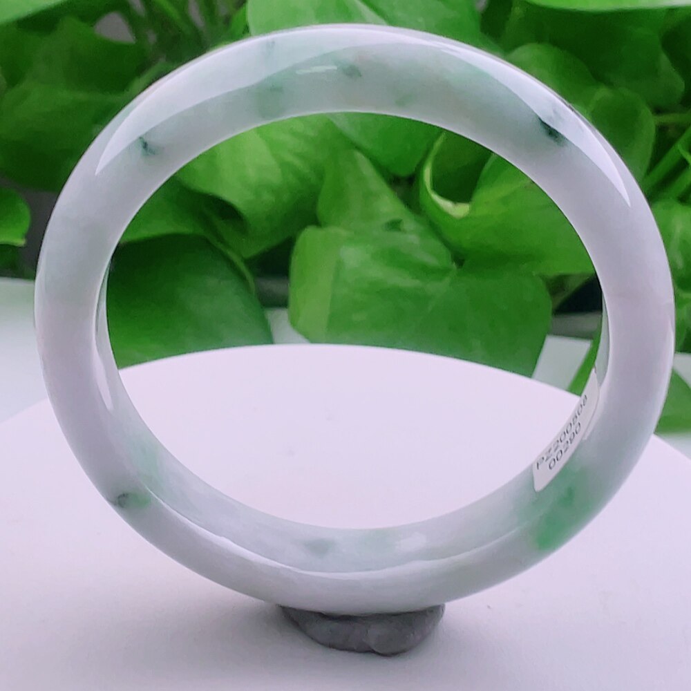 天然真品翡翠正品 冰水润细腻冰透冰飘绿飘色飘花正圈手镯71.82g
