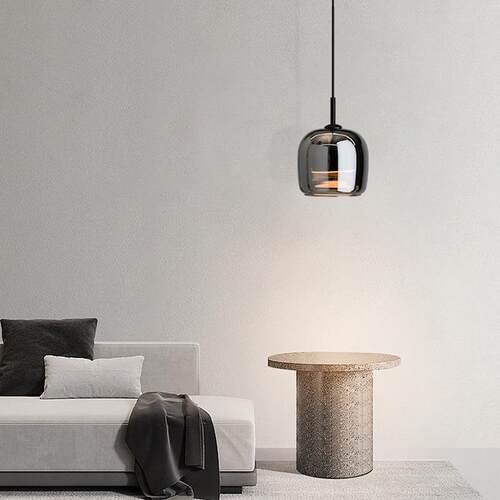 卧室烟灰玻璃床吊灯现代简约创头高感轻奢主卧餐厅灯床头灯玻璃小