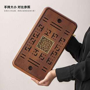 天然实木茶盘带排水家用小茶台新中式沥水盘木质茶托盘长方形茶海