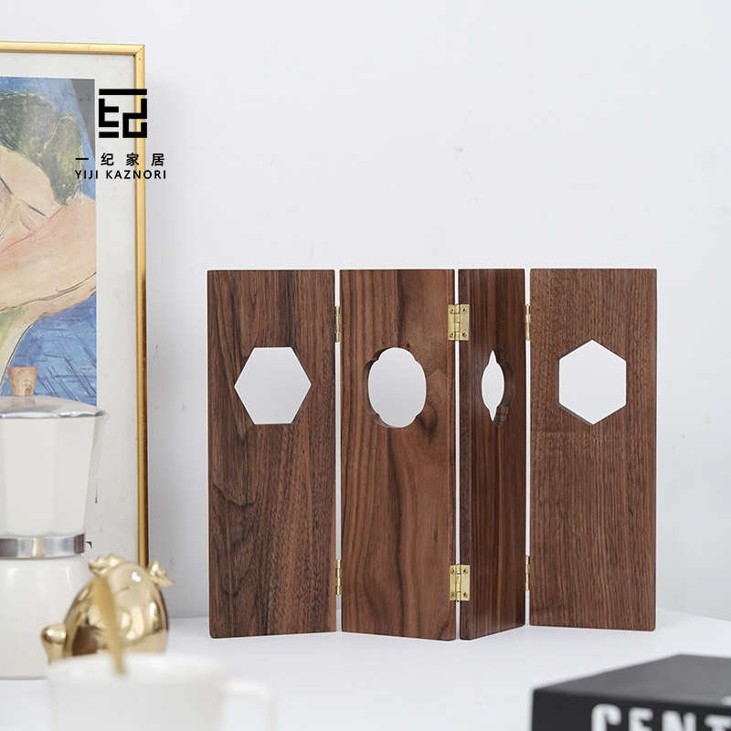 黑胡桃木摆件桌面小屏风隔断摆设创意高级工艺品装饰迷你家居摆件