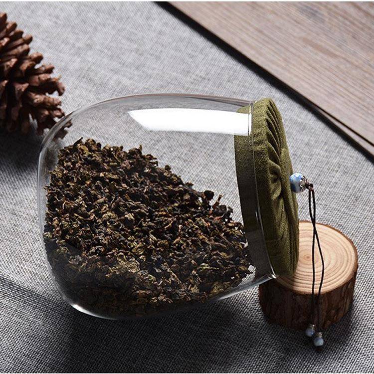 供耐温玻璃储物高罐花茶叶罐布盖盖子BJ-0584储藏应罐零食收纳