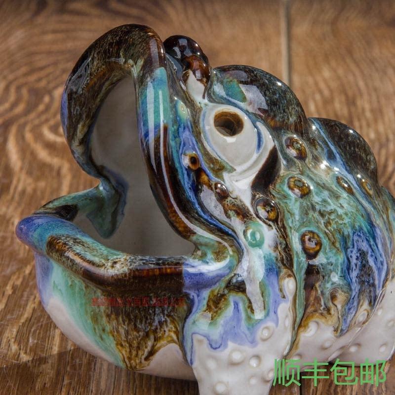 现代中式客厅书桌创意陶瓷烟灰缸摆件男朋友礼物招财金蟾实用易洗