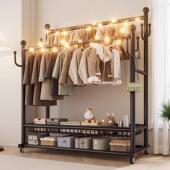 衣帽架落地卧室家用房间室内双杆晾晒衣服阳台可移动多功能挂衣架