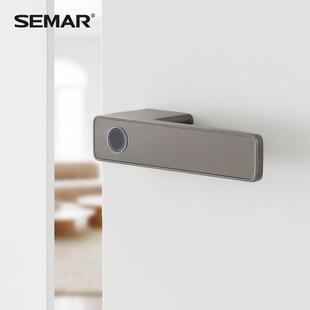 SEMAR西玛极简一字室内生态木门锁卧室智能指纹锁磁吸房门把手
