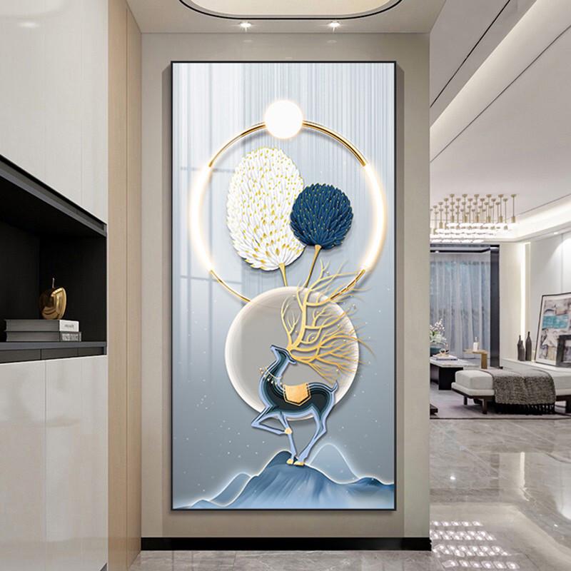 轻奢入户玄关装饰画现代简约晶瓷画客厅过道走廊餐厅沙发北欧挂画