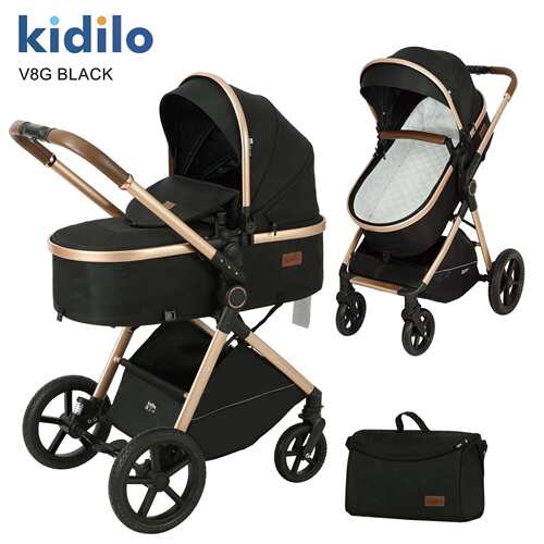 kidilo婴儿双向高景观手推车可折叠坐躺宝宝遛娃神器2合1