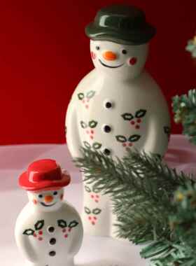 MUSe Garden 大雪人 小人间 圣诞季复古手绘雪人陶瓷摆件