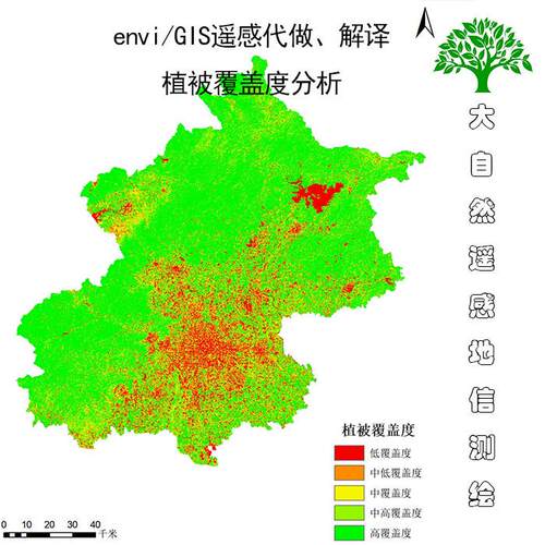 envi/gis/遥感解译/监督分类/植被类型植被覆盖度/温度反演/ndvi