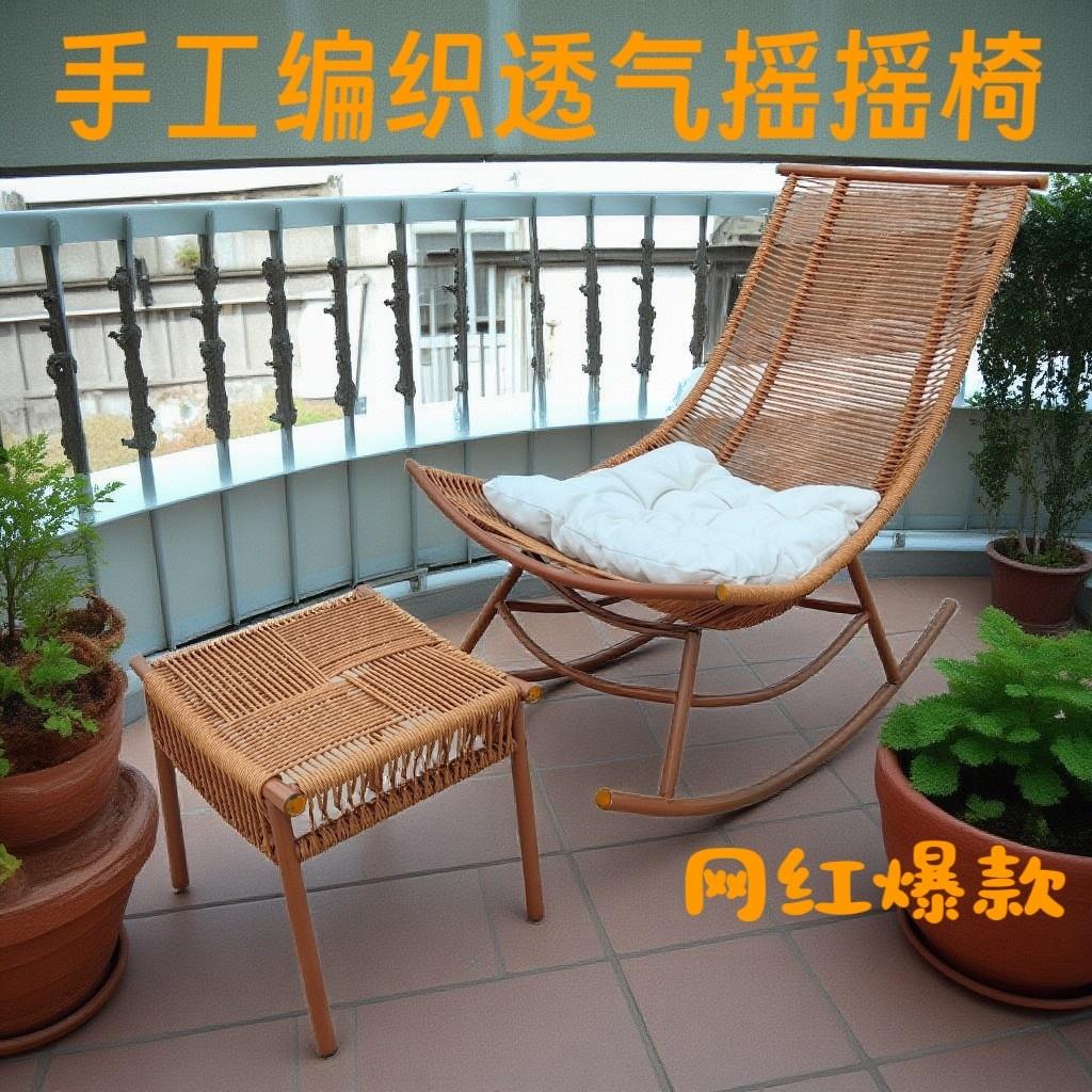 夏季新款摇椅躺椅大人阳台家用休闲 藤椅椅子藤编懒人椅户外摇摇