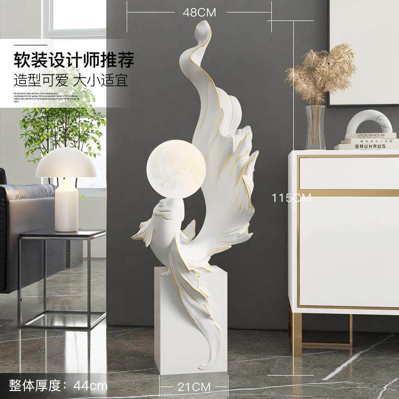 锦鱼大型落地意摆件轻奢客创电视柜旁灯家zls20230居饰品乔迁开鲤