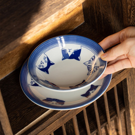 日本进口美浓烧可爱猫咪陶瓷饭盘碟餐具日式米饭碗菜盘蘸料碟汤碗