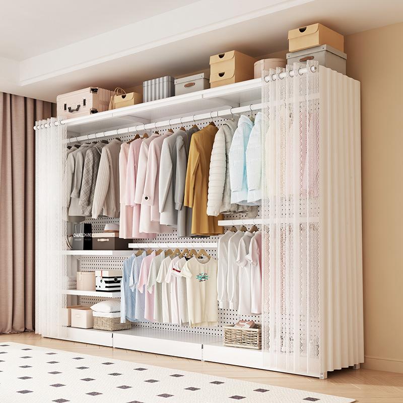 衣帽架家用落地卧室挂衣架防尘杂物置物架衣服架子组装洞洞板衣柜