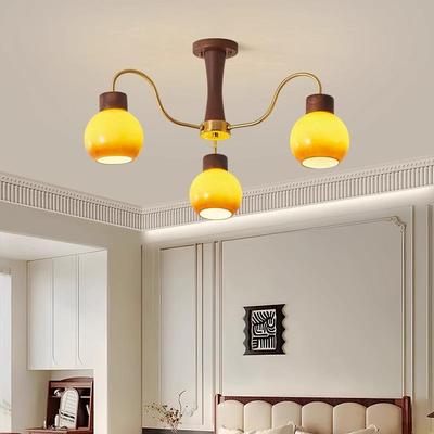 中古风厅大灯DET客胡桃木卧室灯新中式书房护眼灯简约现代EDL护眼