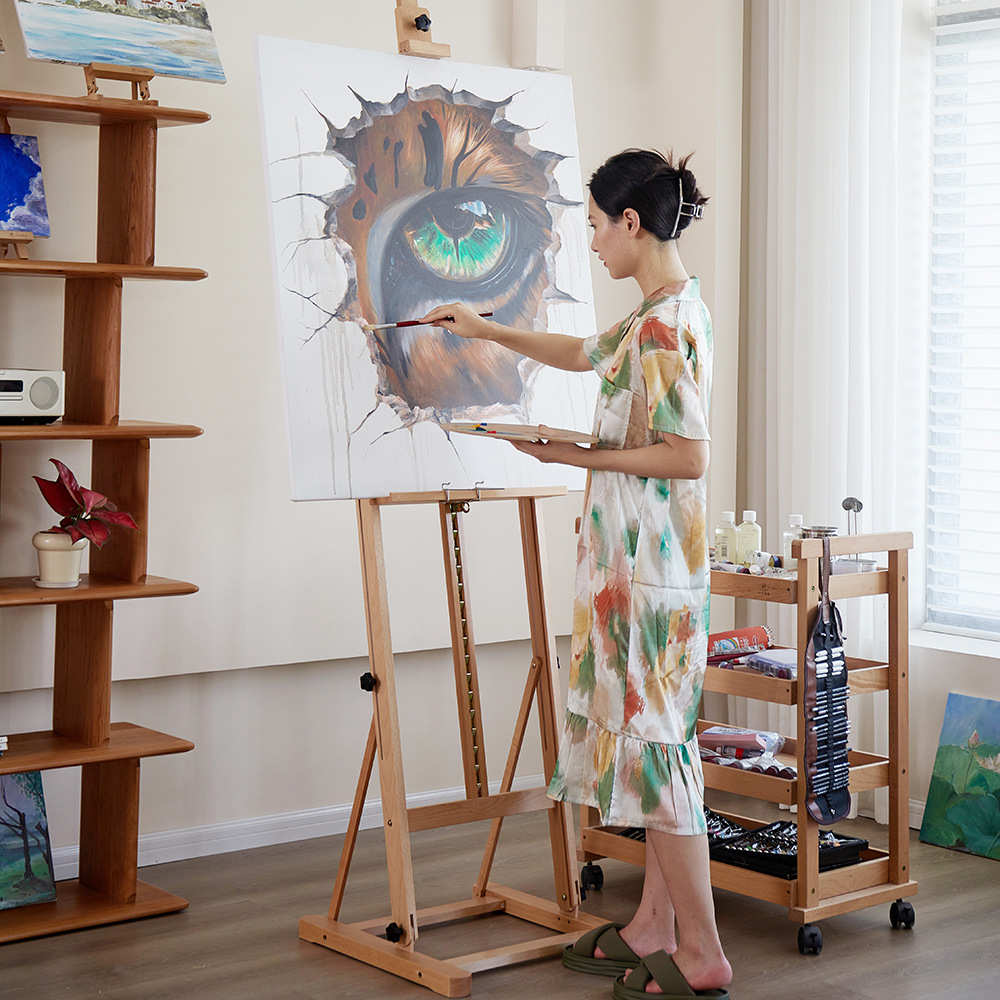 平油画架式板榉kt专业落地画架展架木制支折叠广告立素描两用楼盘