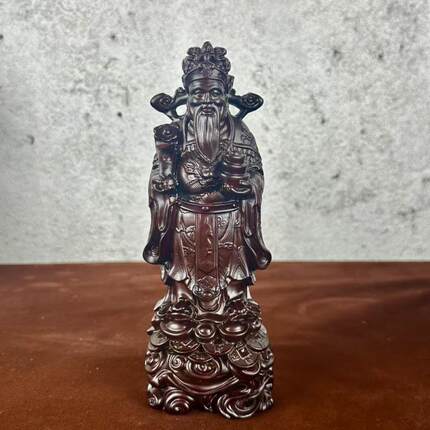 黑檀木雕摆件实木雕刻爷禄星木制工艺品到到