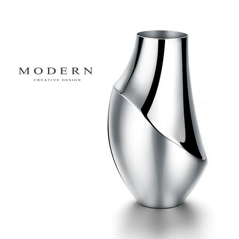 摩登MODERN北欧简约不锈钢花瓶轻奢样板房软装饰客厅摆件插花花器