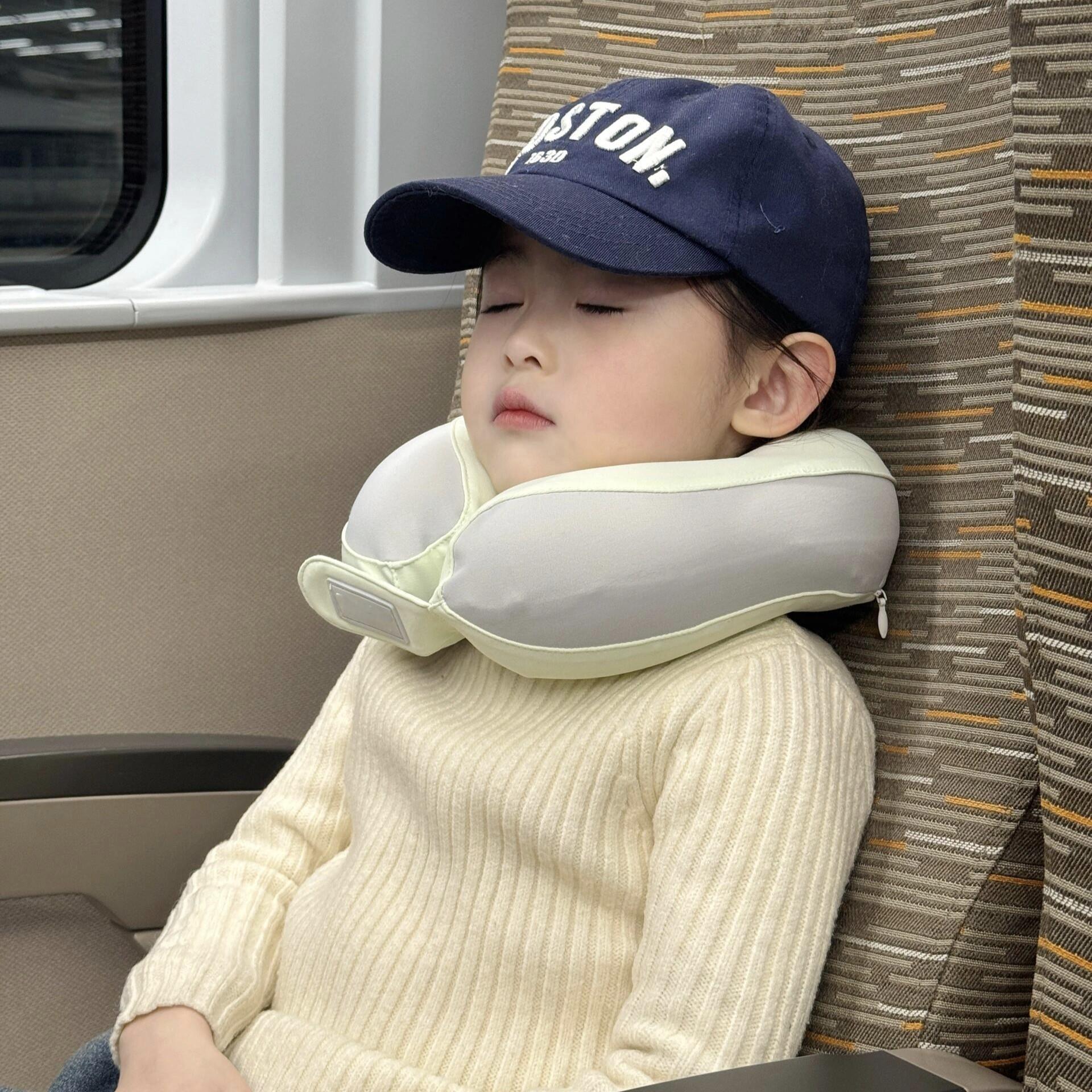 宝宝旅行u型枕儿童护颈可携式火车飞机长途旅游睡觉冰丝睡枕亲子