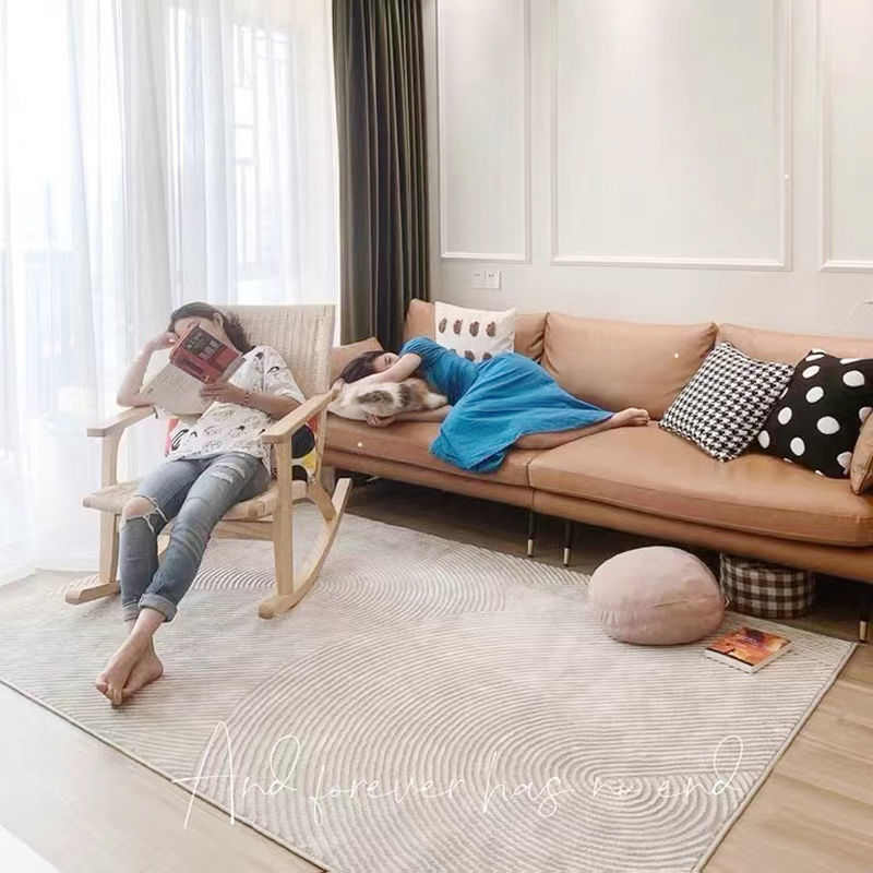 宇秀日式ins侘寂风现代简约线条客厅地毯家用加厚耐脏卧室茶几毯