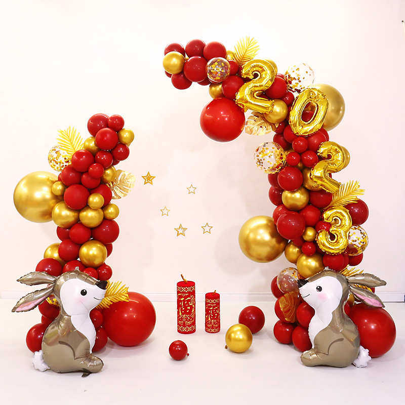 2025兔年新年春节装饰气球半拱门年会新款场景布置过年氛围背景墙