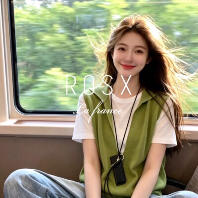 ROSX法式温柔风翻领拼接假两件短袖T恤女夏季新款减龄感百搭上衣