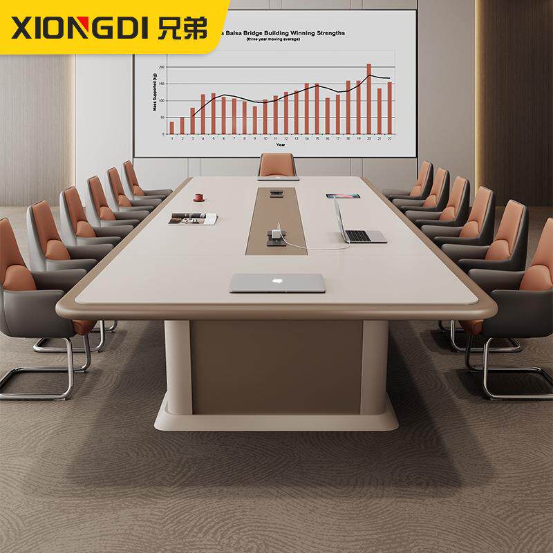 大型会议桌简约现代办公室工作台长条桌椅组合创意烤漆桌办公家具