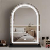 化妆镜台式 美妆 桌面室ld卧智74梳妆镜充e电衣帽间镜子能带灯新款