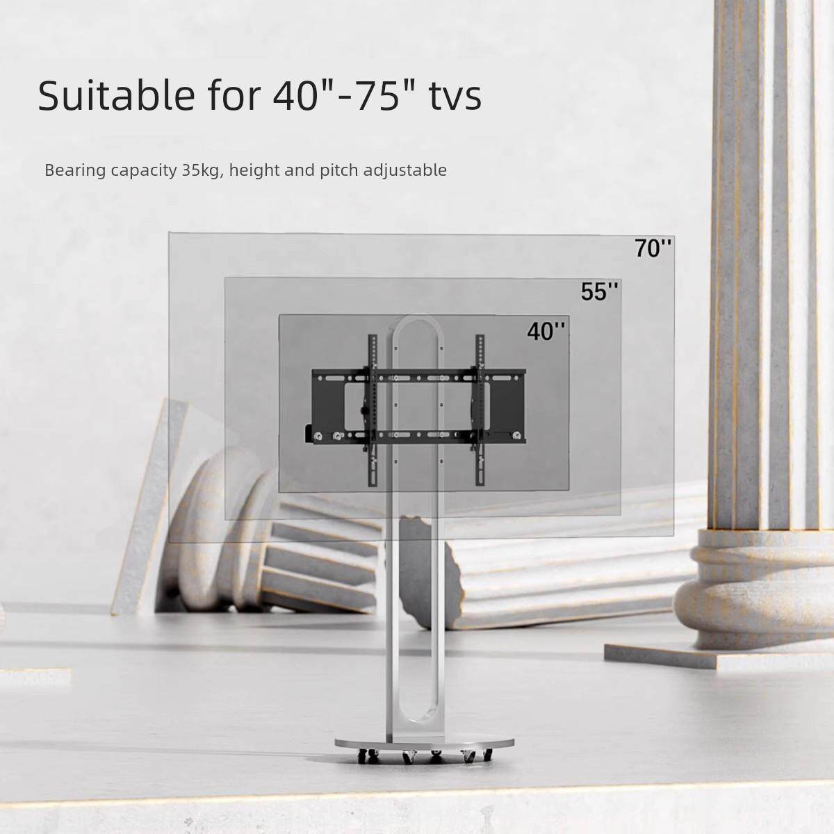 圆盘落地电视支架银狐电视机移动推车架子55/65/75寸立式电视柜