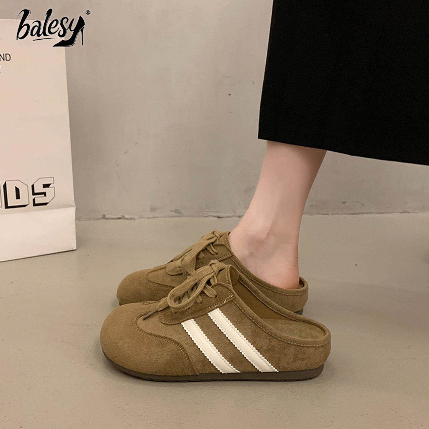 英国真皮厚底勃肯包头半拖女外穿2026夏新款内增高软底博肯凉拖鞋