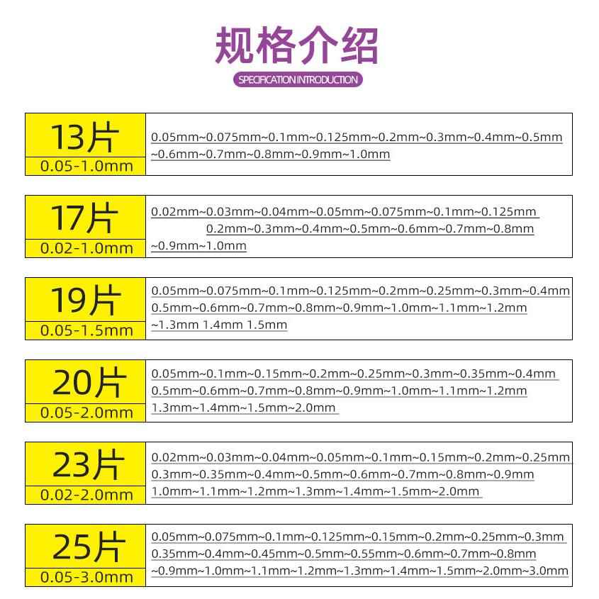 台湾塑料塞尺0.02-1胶厚