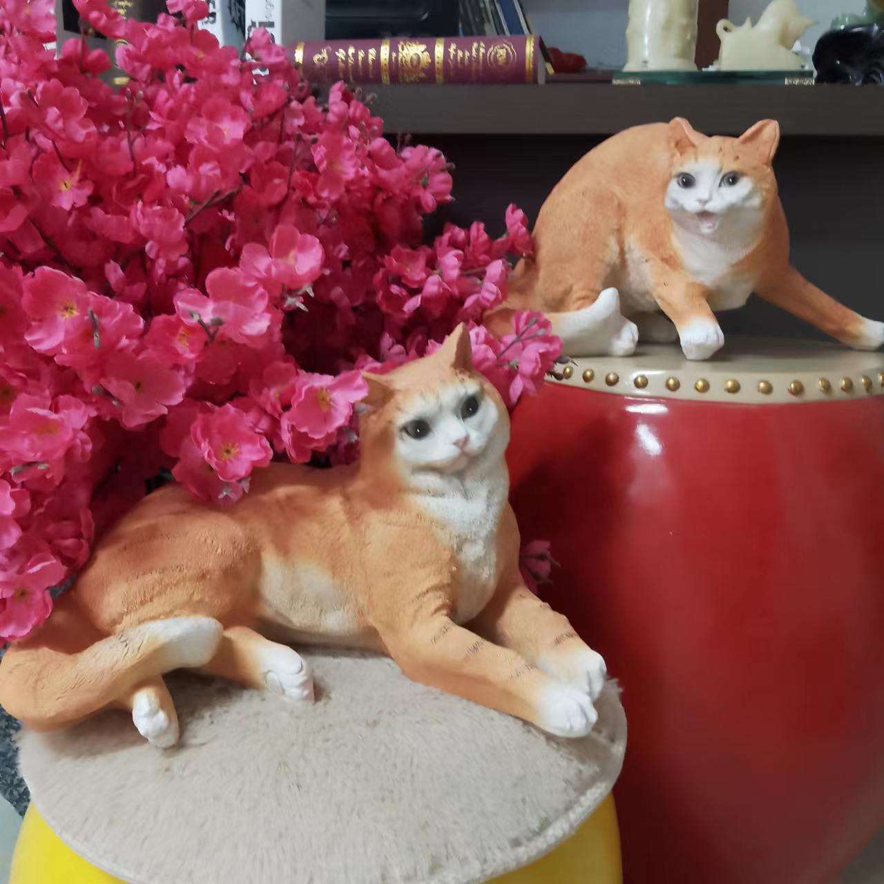 户外仿真动物雕塑小萌猫摆件树脂工艺品别墅庭院花园装饰品模型