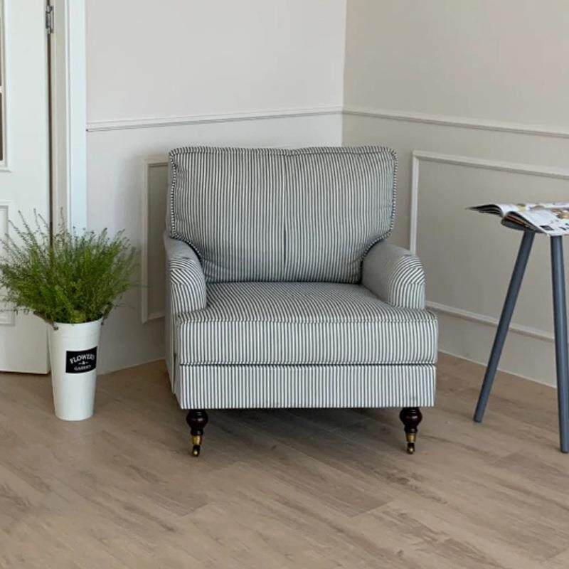 法式复古布艺单人沙发椅现代简约美式乡村客厅阳台卧室小户型沙发