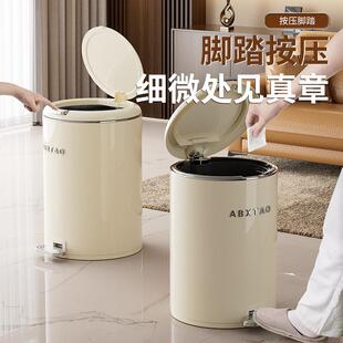 不锈钢轻奢圆形双开垃圾桶脚踏式垃圾桶家用卧室卫生间带盖垃圾筒