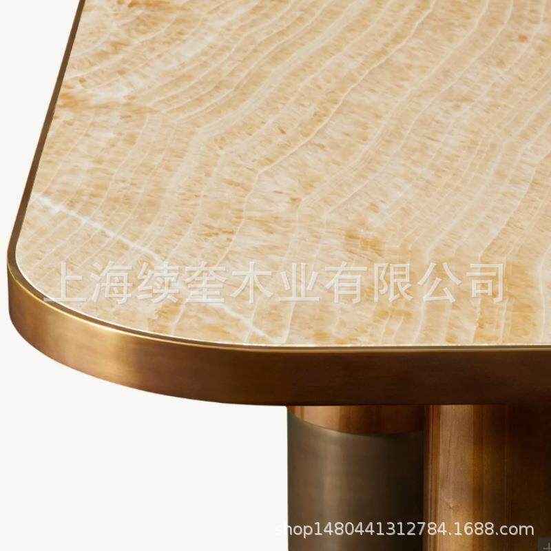 RH简约实木大理石长方形桌餐桌椅组合家用餐厅家具亚马逊出口工厂