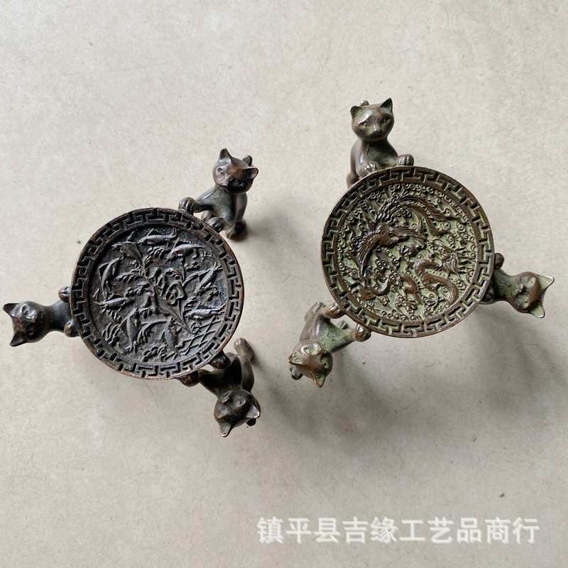 摆放三茶道居家置茶复古茶艺顶茶具壶盖杂项收藏猫桌面摆件置