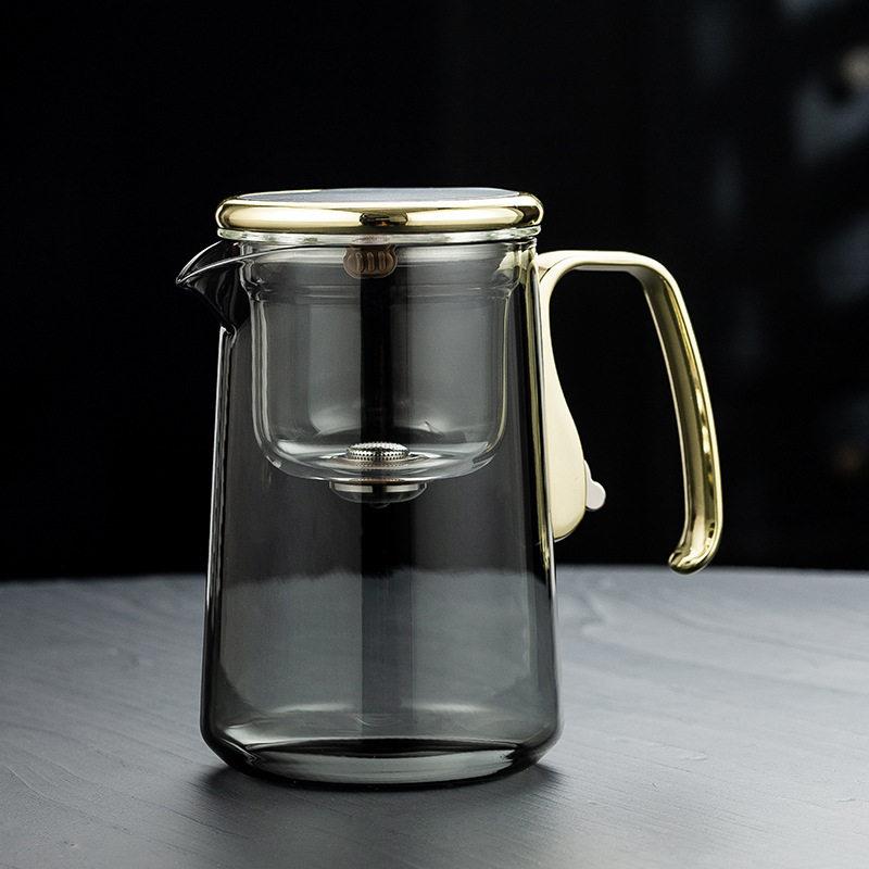 玻璃飘逸壶泡茶壶茶水分离一键过滤茶具家用功夫现简约