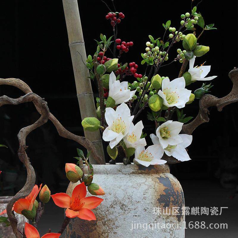 复古大花瓶落地花瓶干花颜色釉窑变客厅酒店别墅摆件景德镇陶瓷器