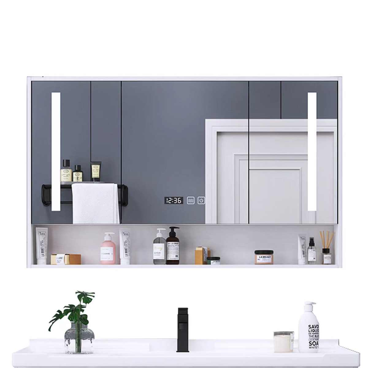 浴室智能镜柜挂墙式卫生间镜子带置物架防水储物镜柜洗手间梳妆镜